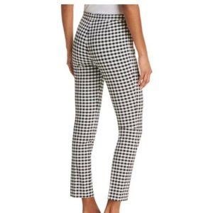 Theory Black and white gingham plaid stretch crop pants